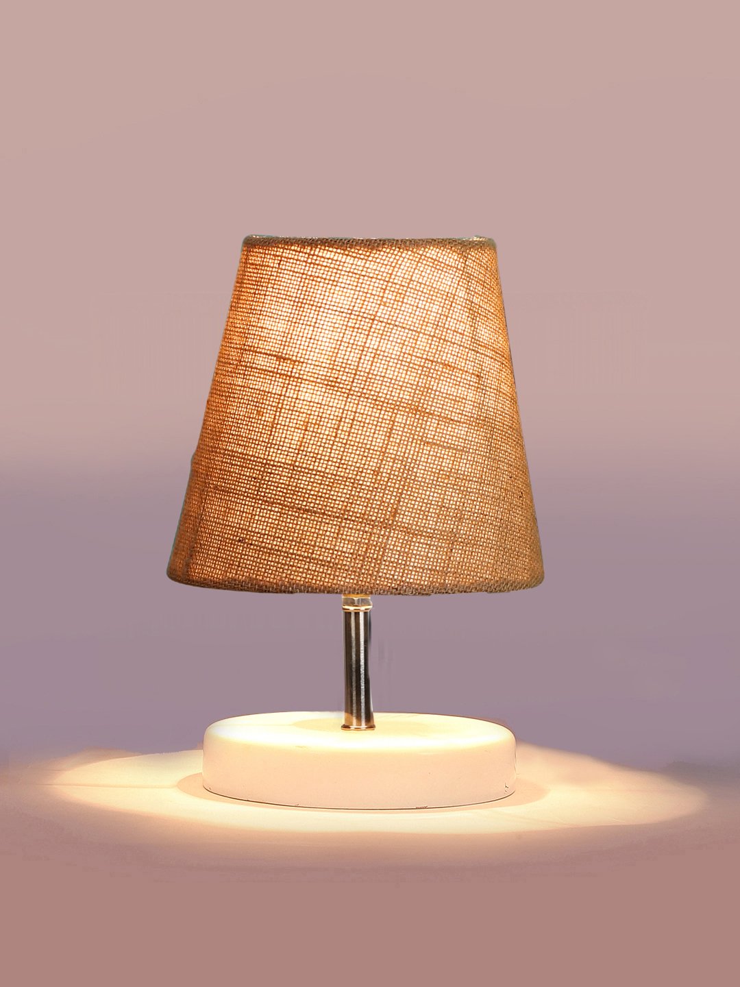 Ambika Home Beige Jute Shade Wooden Table Lamp | Modern Bedside Lamp for Bedroom, Living Room, Hotel, Café & Home Décor - Image 6