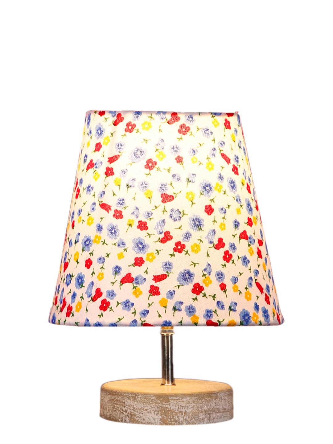 Ambika Home Multicolor Cotton Shade Wooden Table Lamp | Modern Bedside Lamp for Bedroom, Living Room, Hotel, Café & Home Décor - Image 3