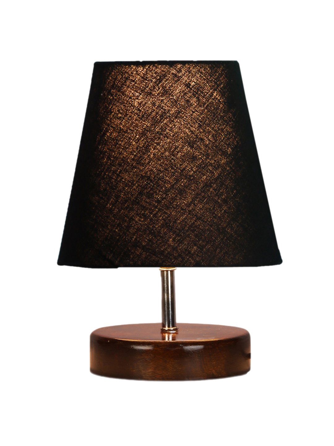 Ambika Home Black Cotton Shade Wooden Table Lamp | Modern Bedside Lamp for Bedroom, Living Room, Hotel, Café & Home Décor - Image 3