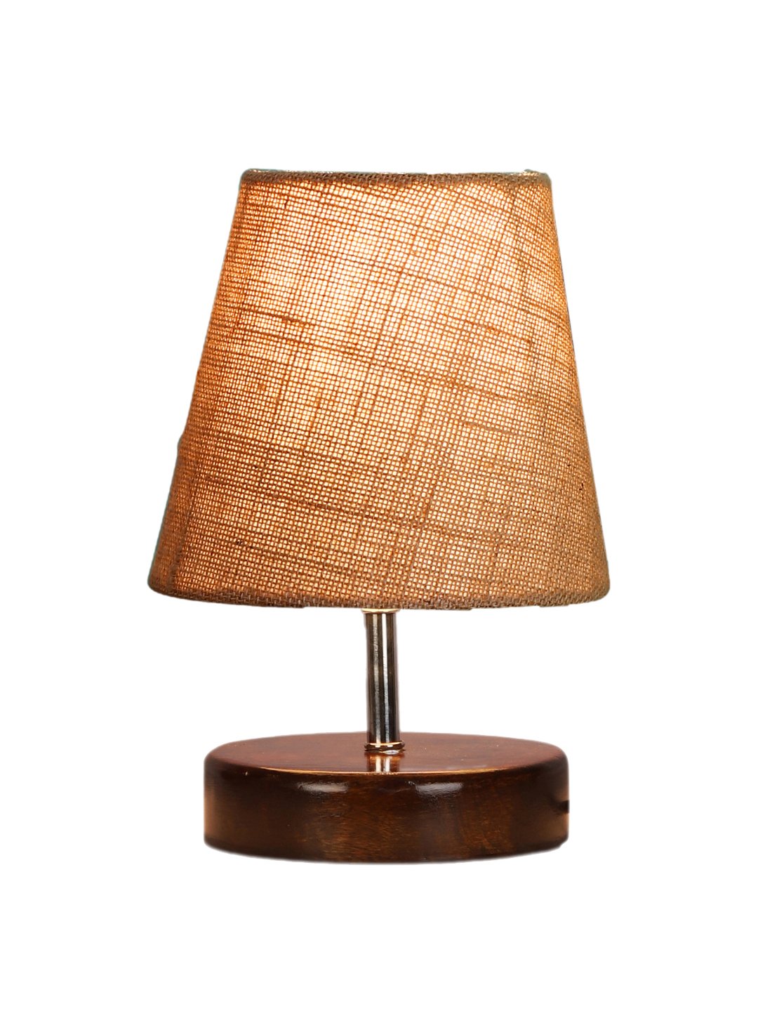 Ambika Home Beige Jute Shade Wooden Table Lamp | Modern Bedside Lamp for Bedroom, Living Room, Hotel, Café & Home Décor - Image 3