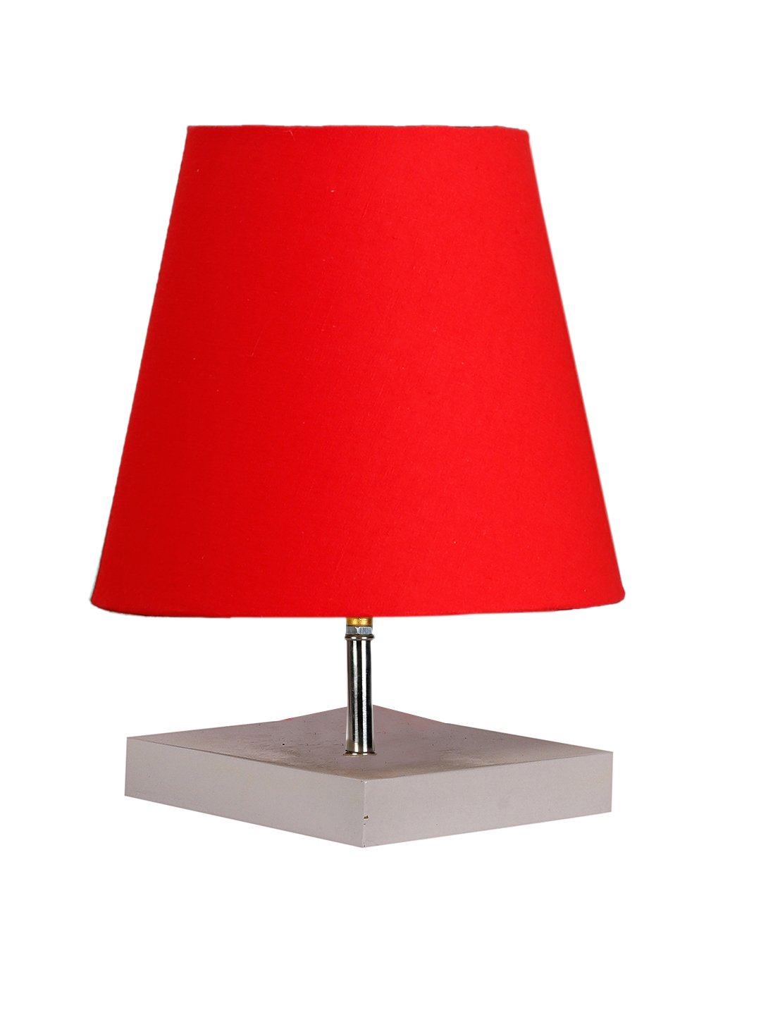 Ambika Home Red Cotton Shade Wooden Table Lamp | Modern Bedside Lamp for Bedroom, Living Room, Hotel, Café & Home Décor - Image 6