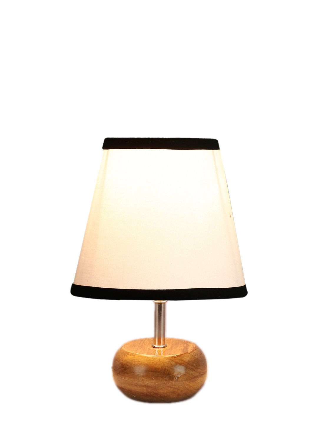 Ambika Home White Cotton Shade Wooden Table Lamp | Modern Bedside Lamp for Bedroom, Living Room, Hotel, Café & Home Décor - Image 3