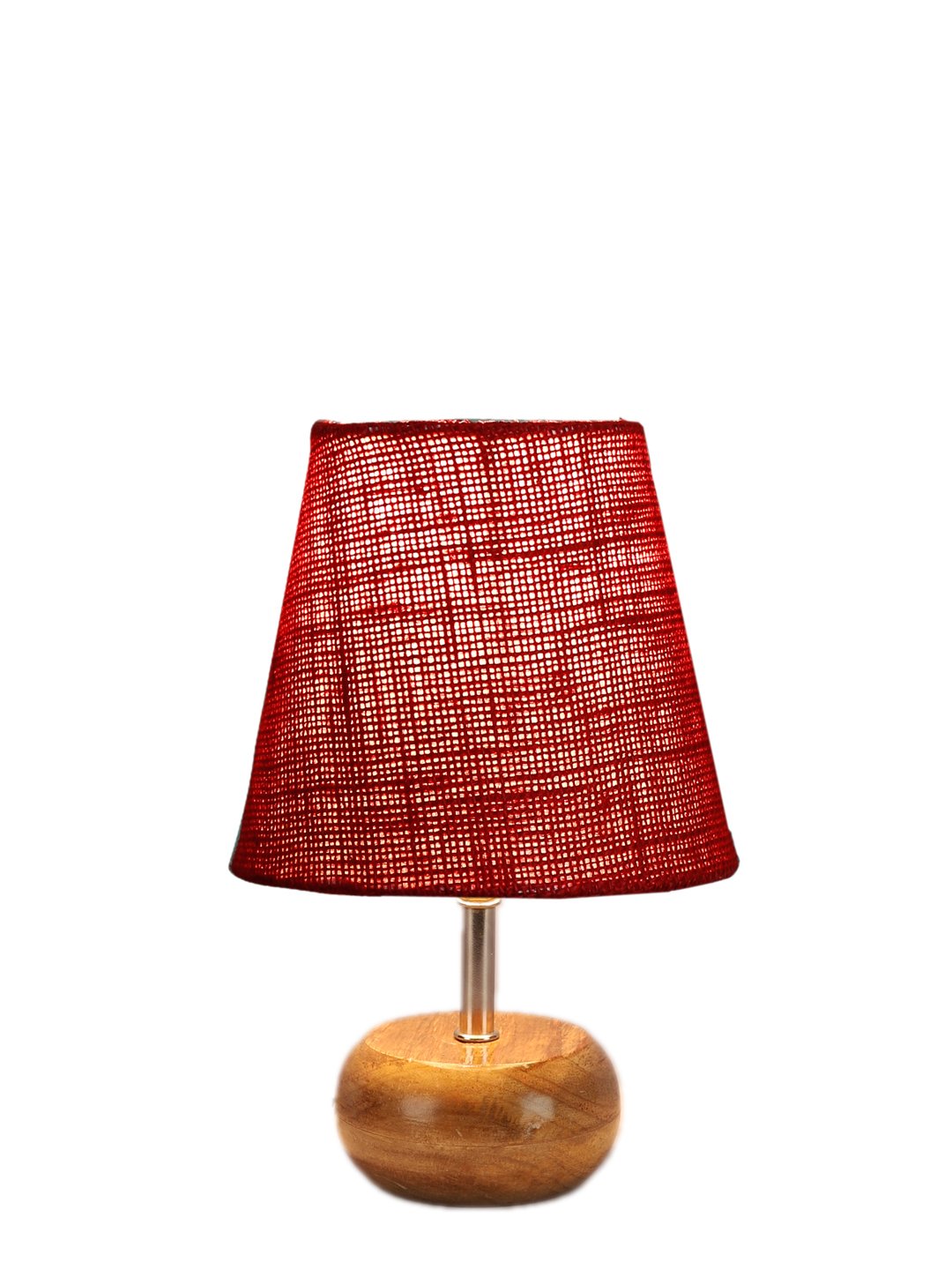 Ambika Home Maroon Jute Shade Wooden Table Lamp | Modern Bedside Lamp for Bedroom, Living Room, Hotel, Café & Home Décor - Image 3