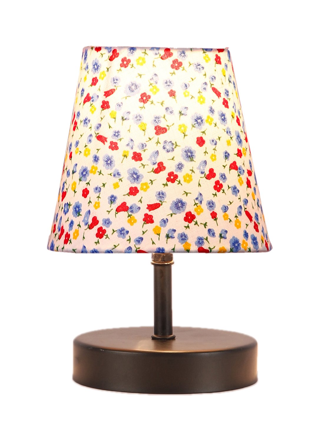 Ambika Home Multicolor Cotton Shade Wooden Table Lamp | Modern Bedside Lamp for Bedroom, Living Room, Hotel, Café & Home Décor - Image 6