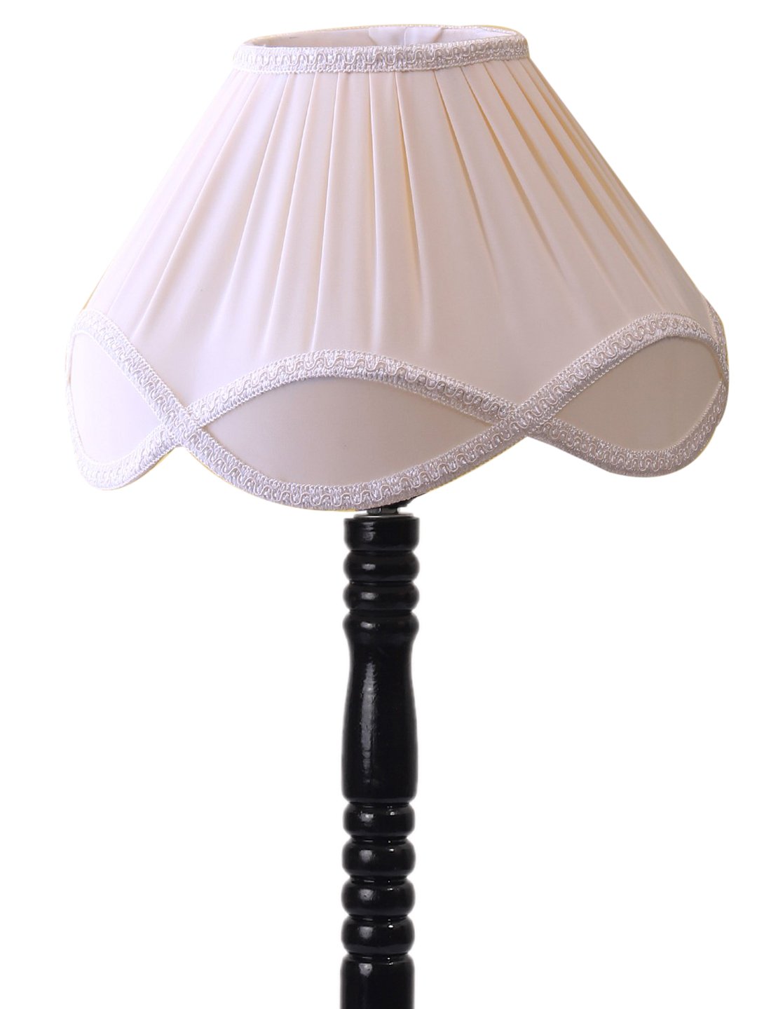 Ambika Home Luxury Black Wood Table Lamp with off-white Cotton Shade | Decorative Bedside Lamp for Bedroom, Living Room, Hotel & Office | E27 Holder | BH16 - Image 6