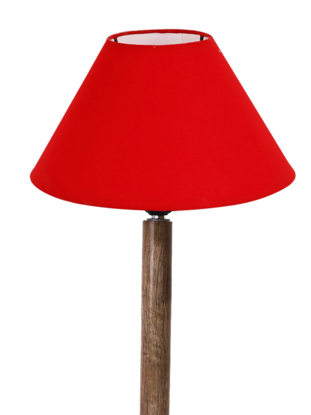 Ambika Home Rustic Natural Wood Table Lamp with Red Cotton Shade | Decorative Bedside Lamp for Bedroom, Living Room, Hotel & Office | E27 Holder | BH75 - Image 6