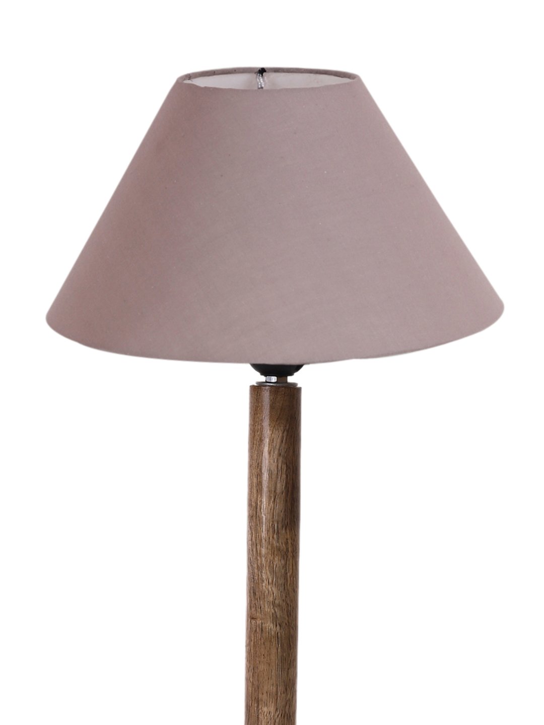 Ambika Home Classic Natural Wood Table Lamp with Grey Cotton Shade | Decorative Bedside Lamp for Bedroom, Living Room, Hotel & Office | E27 Holder | BH78 - Image 6