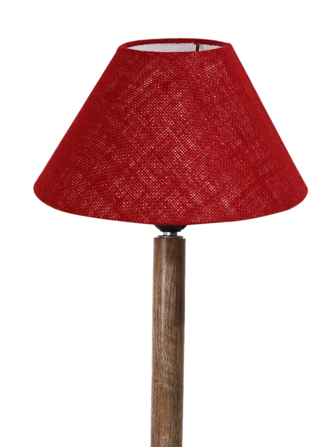 Ambika Home Modern Natural Wood Table Lamp with Maroon Jute Shade | Decorative Bedside Lamp for Bedroom, Living Room, Hotel & Office | E27 Holder | BH82 - Image 6