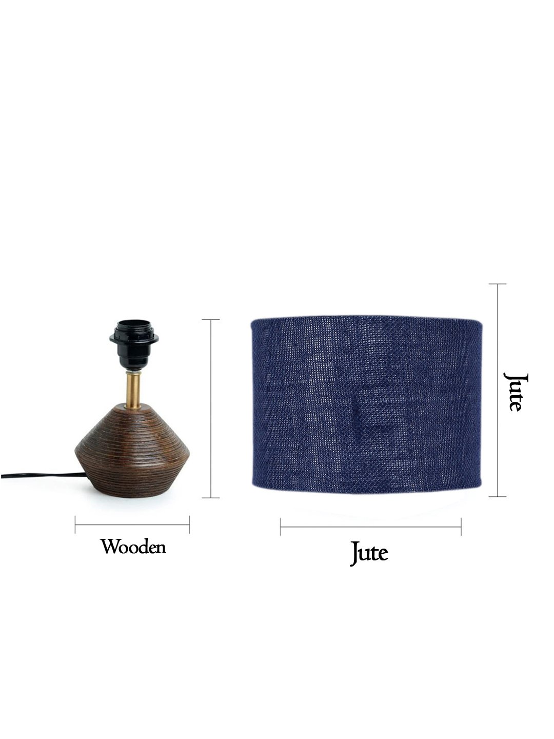 Ambika Home Wood Table Lamp with Blue Jute Shade | Decorative Bedside Lamp for Bedroom, Living Room, Dining Room, Study Room, Office, Hotel, Café & Restaurant | Modern Home Décor | E27 Holder - Image 6