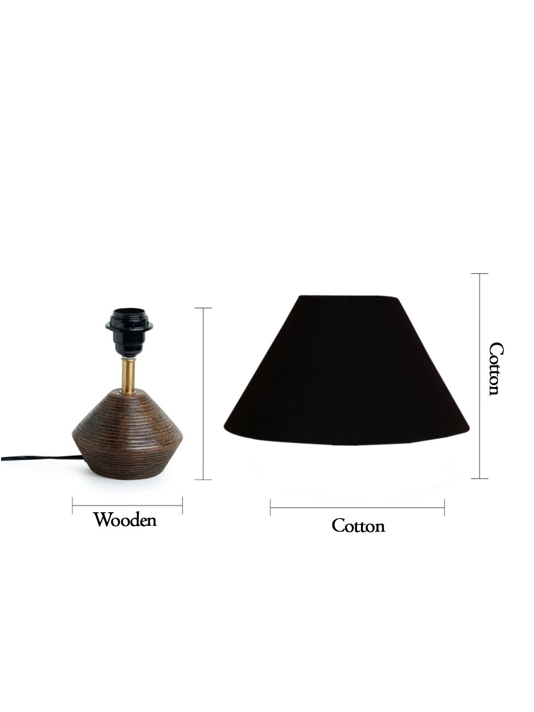 Ambika Home Wood Table Lamp with Black cotton Shade | Decorative Bedside Lamp for Bedroom, Living Room, Dining Room, Study Room, Office, Hotel, Café & Restaurant | Modern Home Décor | E27 Holder - Image 6
