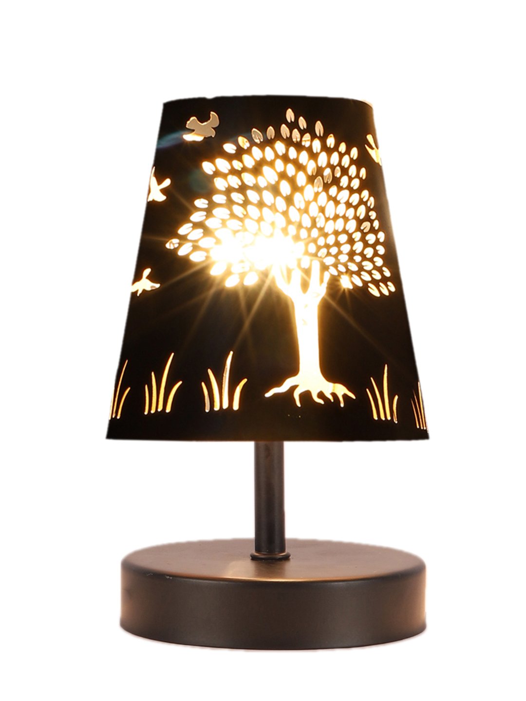 Ambika Home Black Metal Shade Wooden Table Lamp | Modern Bedside Lamp for Bedroom, Living Room, Hotel, Café & Home Décor - Image 6
