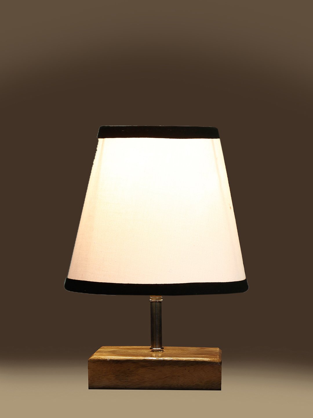 Ambika Home White Cotton Shade Wooden Table Lamp | Modern Bedside Lamp for Bedroom, Living Room, Hotel, Café & Home Décor - Image 5