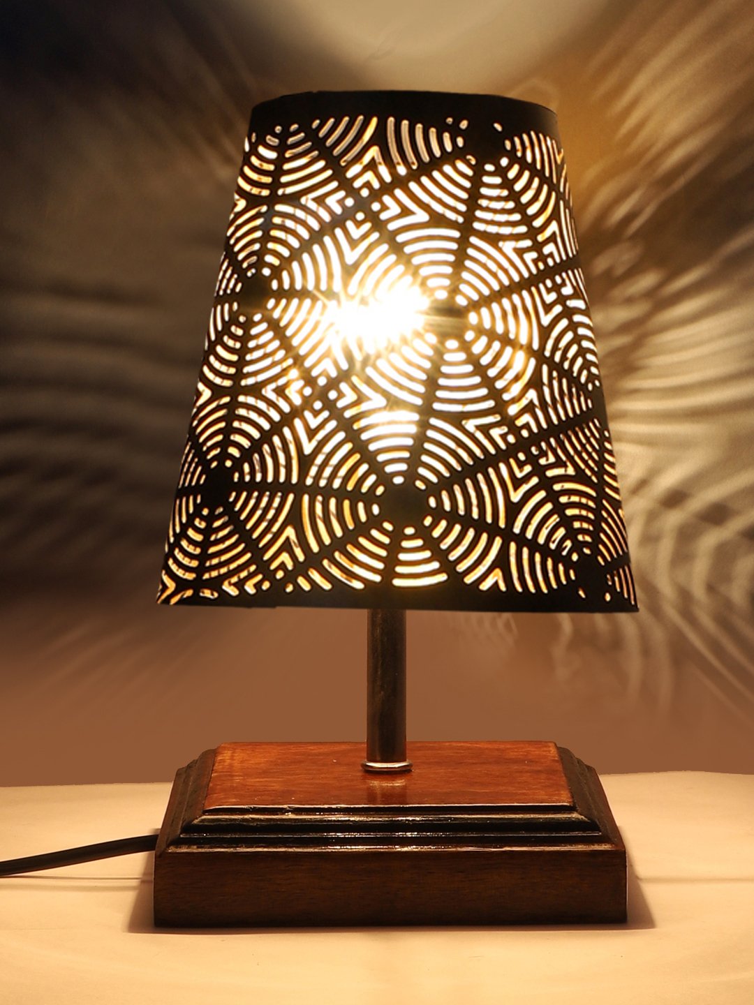 Ambika Home Black Metal Shade Wooden Table Lamp | Modern Bedside Lamp for Bedroom, Living Room, Hotel, Café & Home Décor - Image 7