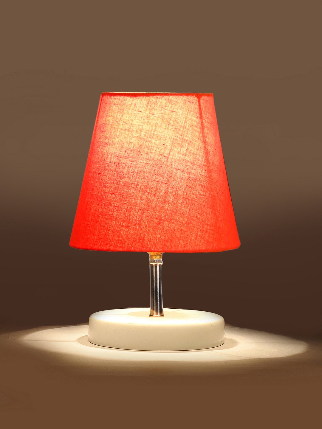 Ambika Home Orange Cotton Shade Wooden Table Lamp | Modern Bedside Lamp for Bedroom, Living Room, Hotel, Café & Home Décor - Image 7