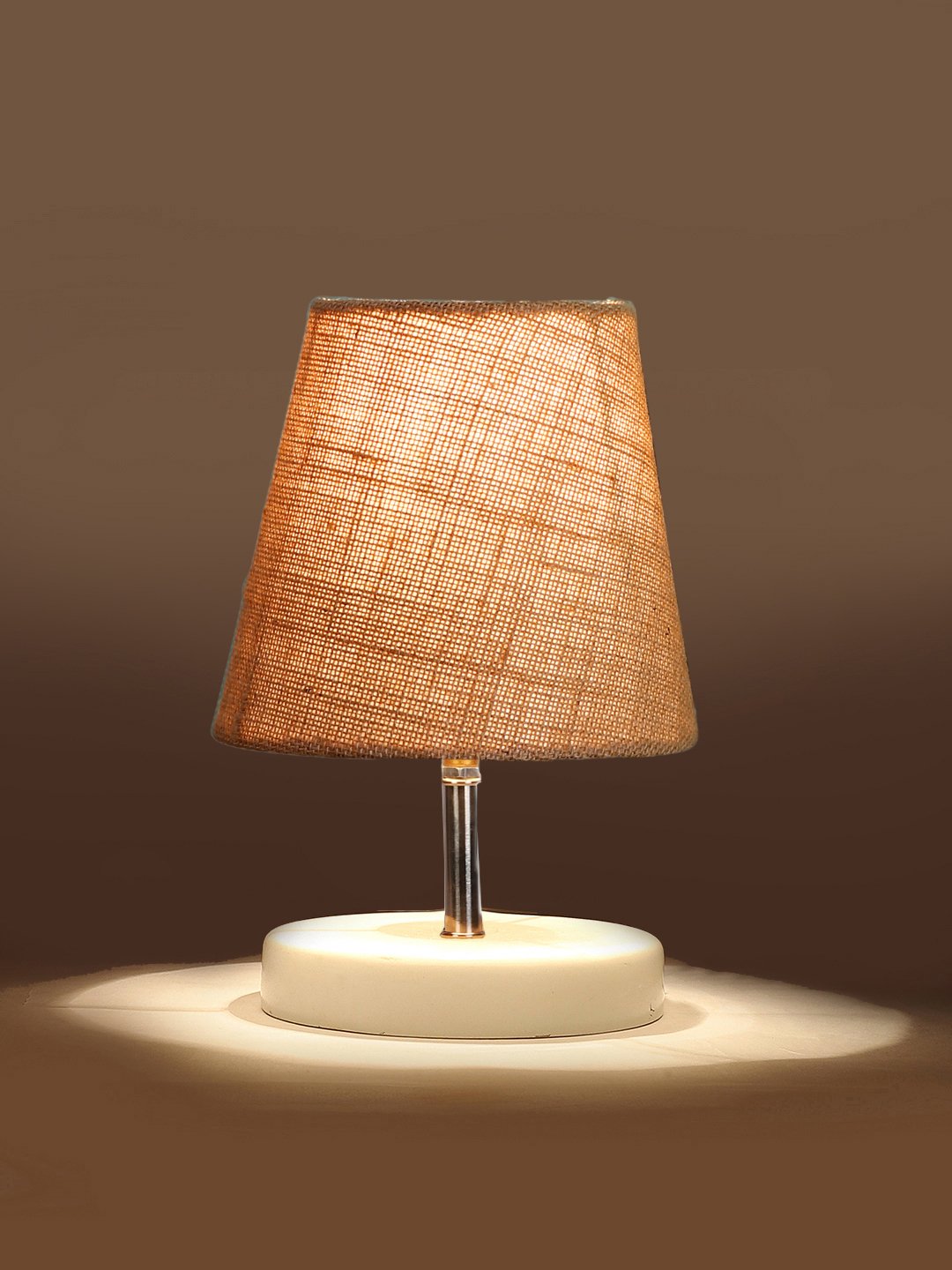 Ambika Home Beige Jute Shade Wooden Table Lamp | Modern Bedside Lamp for Bedroom, Living Room, Hotel, Café & Home Décor - Image 7