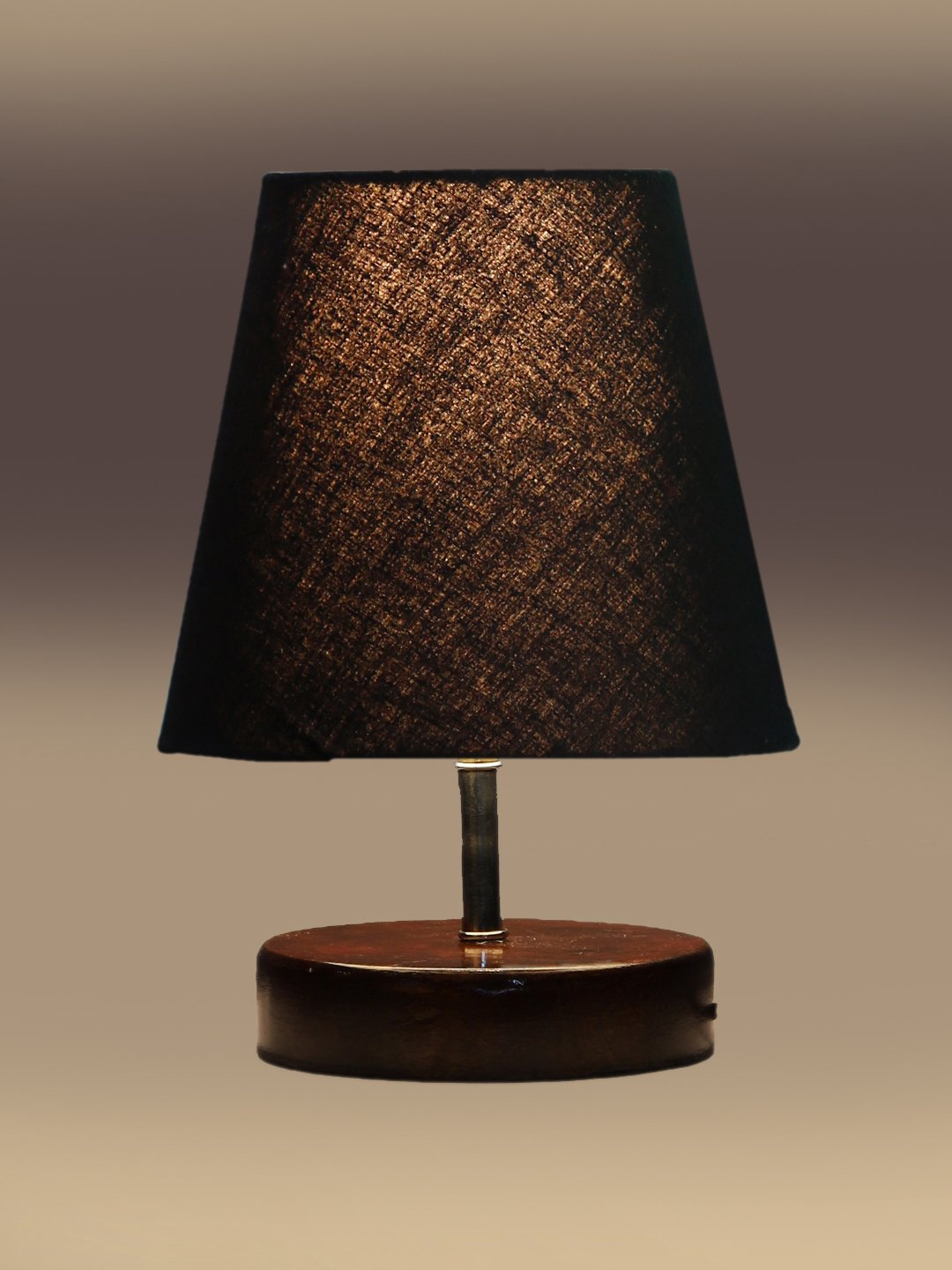 Ambika Home Black Cotton Shade Wooden Table Lamp | Modern Bedside Lamp for Bedroom, Living Room, Hotel, Café & Home Décor - Image 4