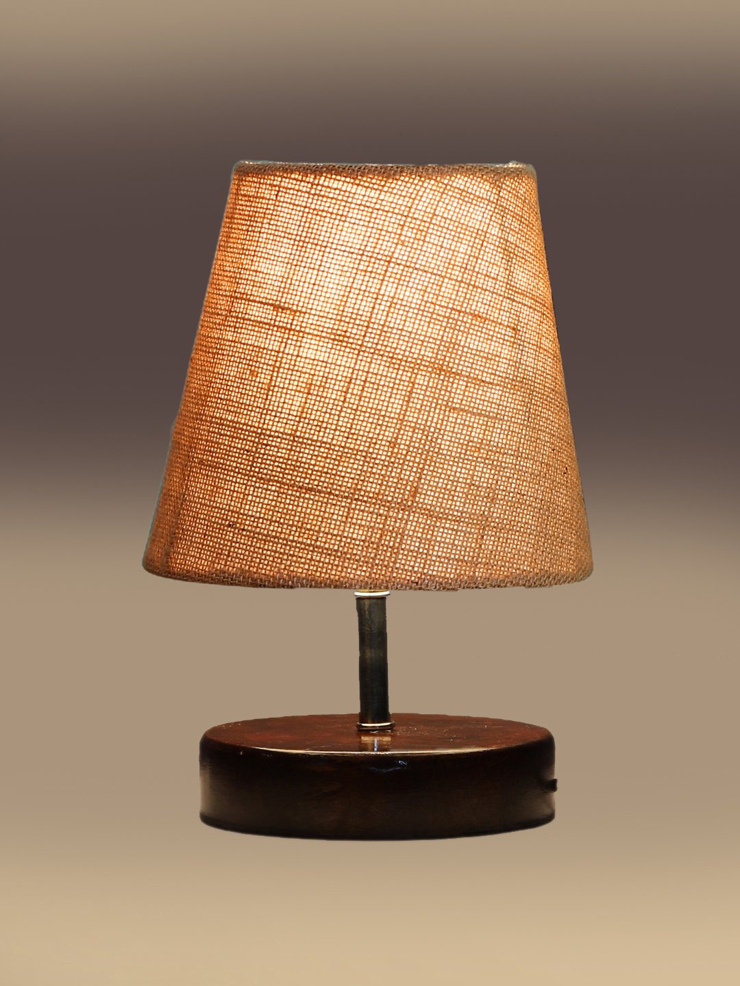 Ambika Home Beige Jute Shade Wooden Table Lamp | Modern Bedside Lamp for Bedroom, Living Room, Hotel, Café & Home Décor - Image 4