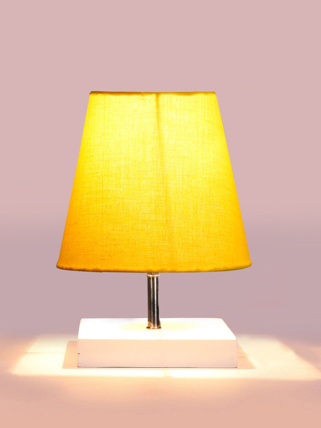 Ambika Home Yellow Cotton Shade Wooden Table Lamp | Modern Bedside Lamp for Bedroom, Living Room, Hotel, Café & Home Décor - Image 7