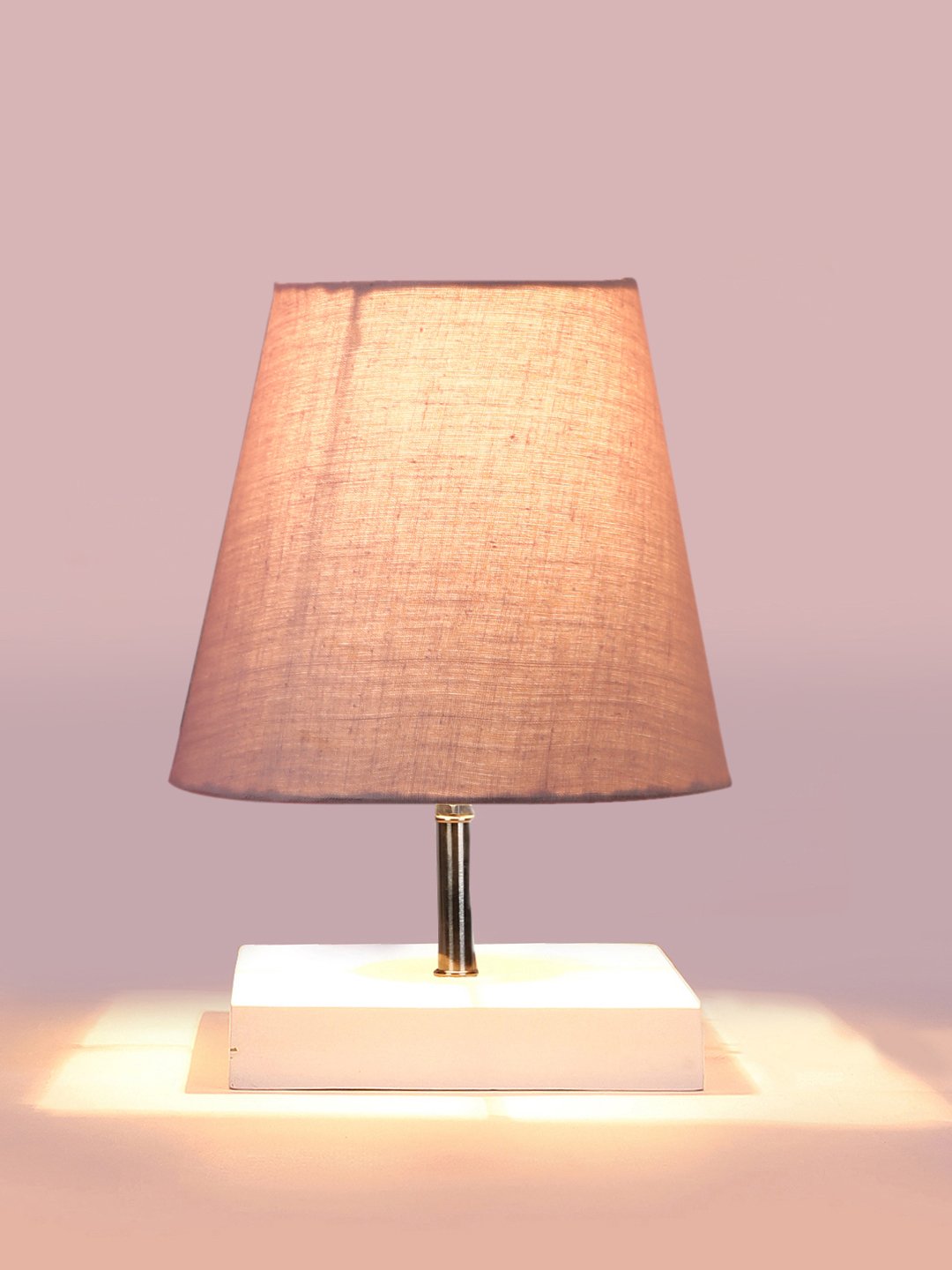 Ambika Home Grey Cotton Shade Wooden Table Lamp | Modern Bedside Lamp for Bedroom, Living Room, Hotel, Café & Home Décor - Image 7