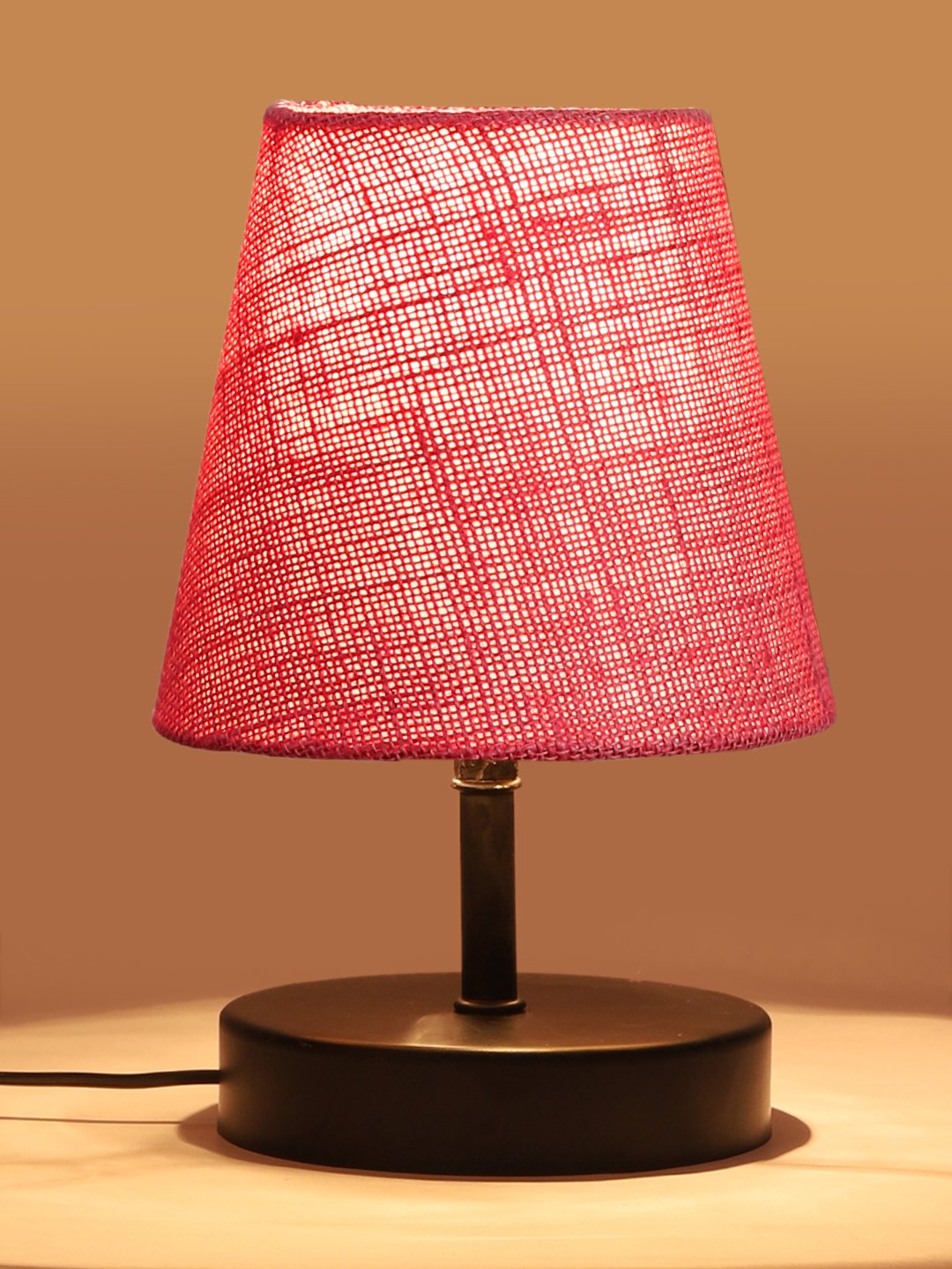 Ambika Home Pink Jute Shade Wooden Table Lamp | Modern Bedside Lamp for Bedroom, Living Room, Hotel, Café & Home Décor - Image 7