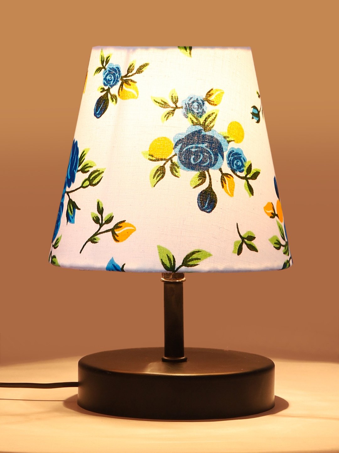 Ambika Home Multicolor Cotton Shade Wooden Table Lamp | Modern Bedside Lamp for Bedroom, Living Room, Hotel, Café & Home Décor - Image 7