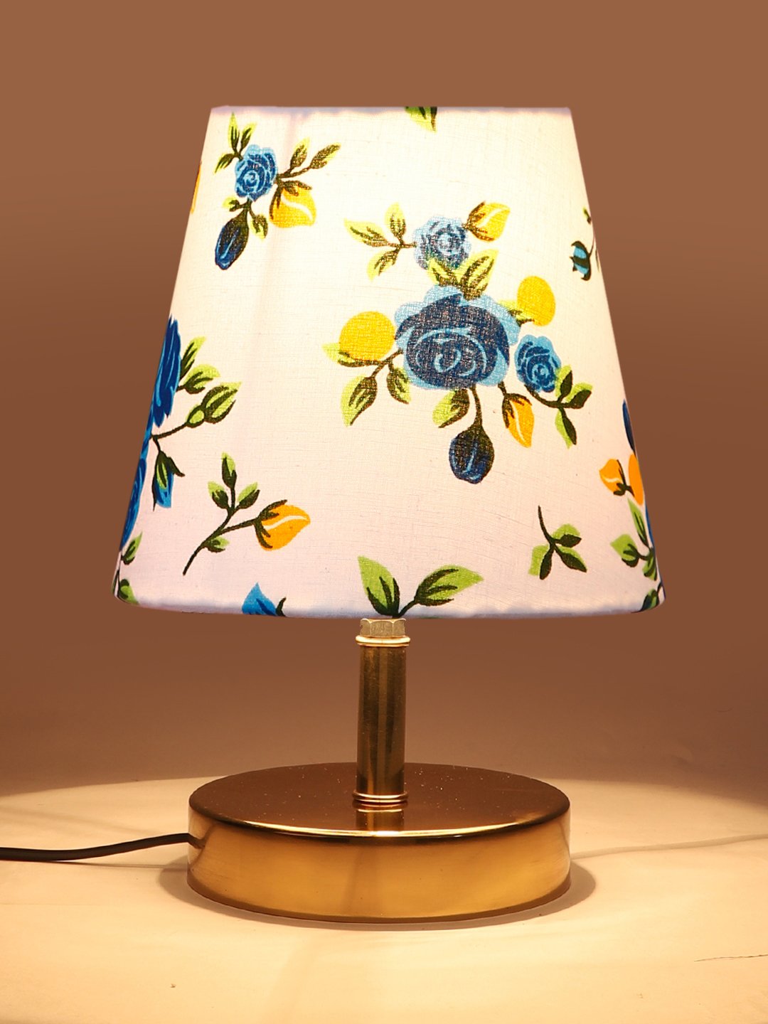 Ambika Home Multicolor Cotton Shade Wooden Table Lamp | Modern Bedside Lamp for Bedroom, Living Room, Hotel, Café & Home Décor - Image 7