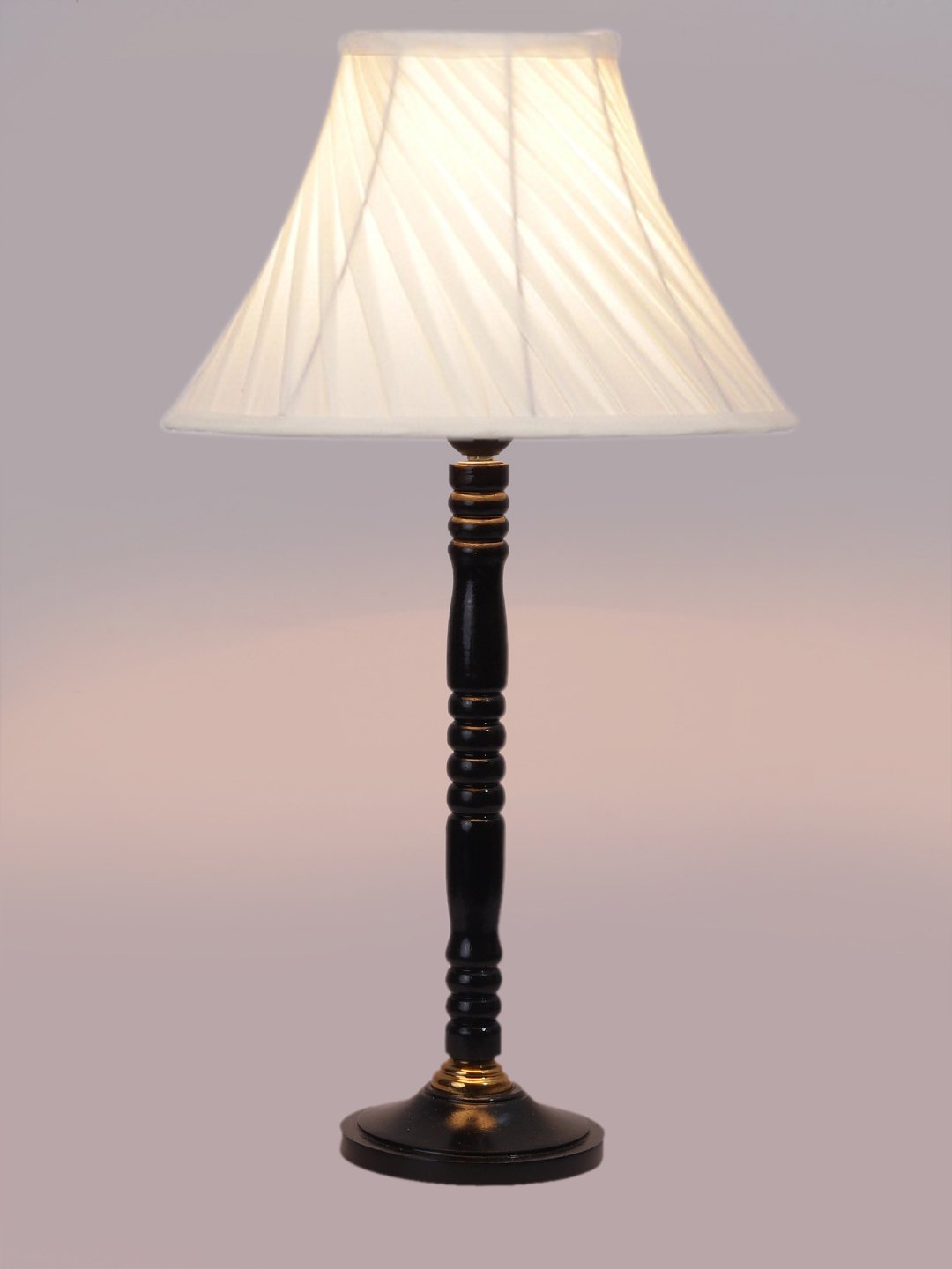 Ambika Home Modern Black Wood Table Lamp with off-white Cotton Shade | Decorative Bedside Lamp for Bedroom, Living Room, Hotel & Office | E27 Holder | BH22 - Image 7