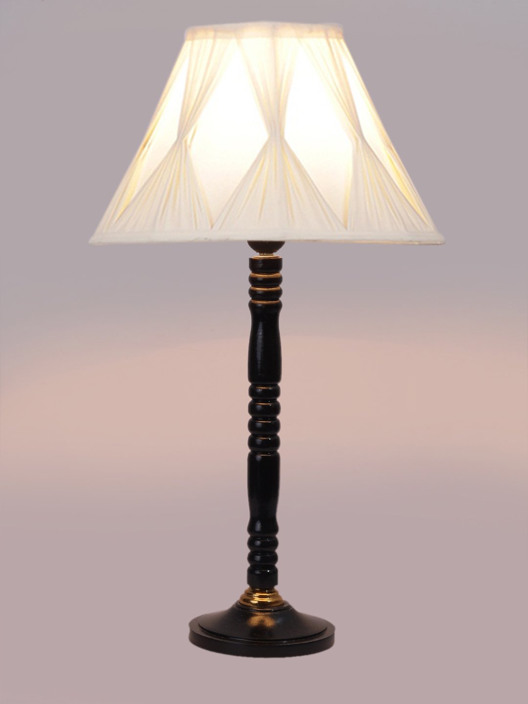 Ambika Home Minimalist Black Wood Table Lamp with off-white Jute Shade | Decorative Bedside Lamp for Bedroom, Living Room, Hotel & Office | E27 Holder | BH23 - Image 7