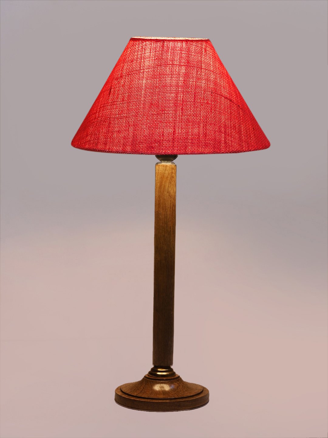 Ambika Home Industrial Natural Wood Table Lamp with Pink Jute Shade | Decorative Bedside Lamp for Bedroom, Living Room, Hotel & Office | E27 Holder | BH81 - Image 7