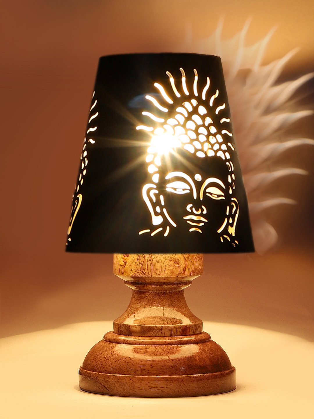Ambika Home Black Metal Shade Wooden Table Lamp | Modern Bedside Lamp for Bedroom, Living Room, Hotel, Café & Home Décor - Image 3