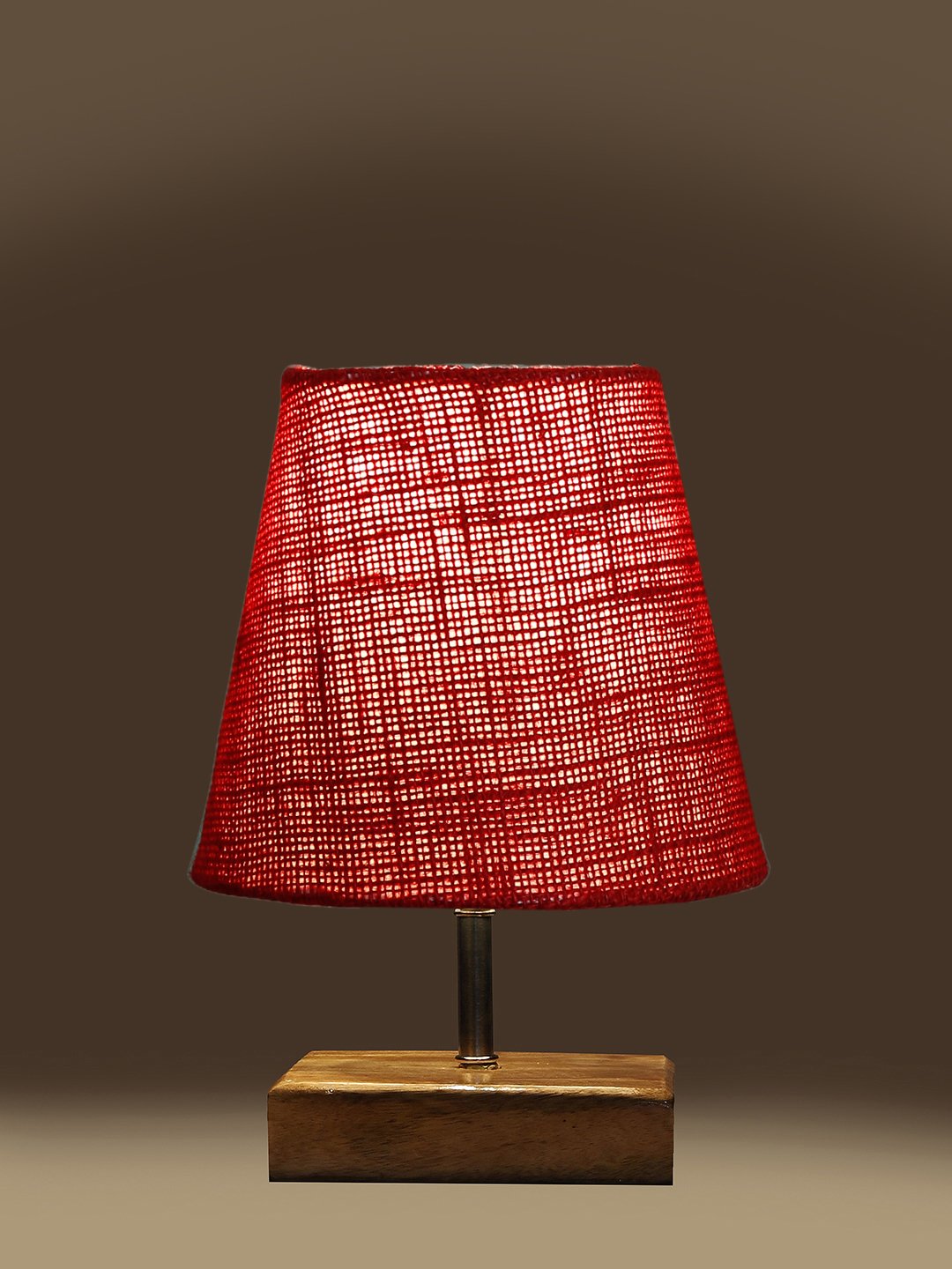 Ambika Home Maroon Jute Shade Wooden Table Lamp | Modern Bedside Lamp for Bedroom, Living Room, Hotel, Café & Home Décor - Image 3