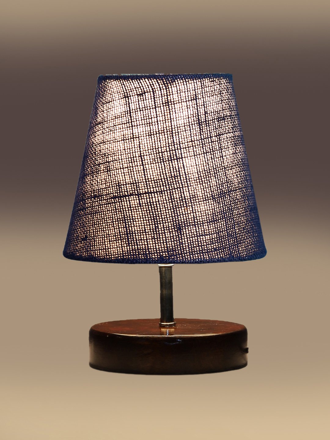 Ambika Home Blue Jute Shade Wooden Table Lamp | Modern Bedside Lamp for Bedroom, Living Room, Hotel, Café & Home Décor