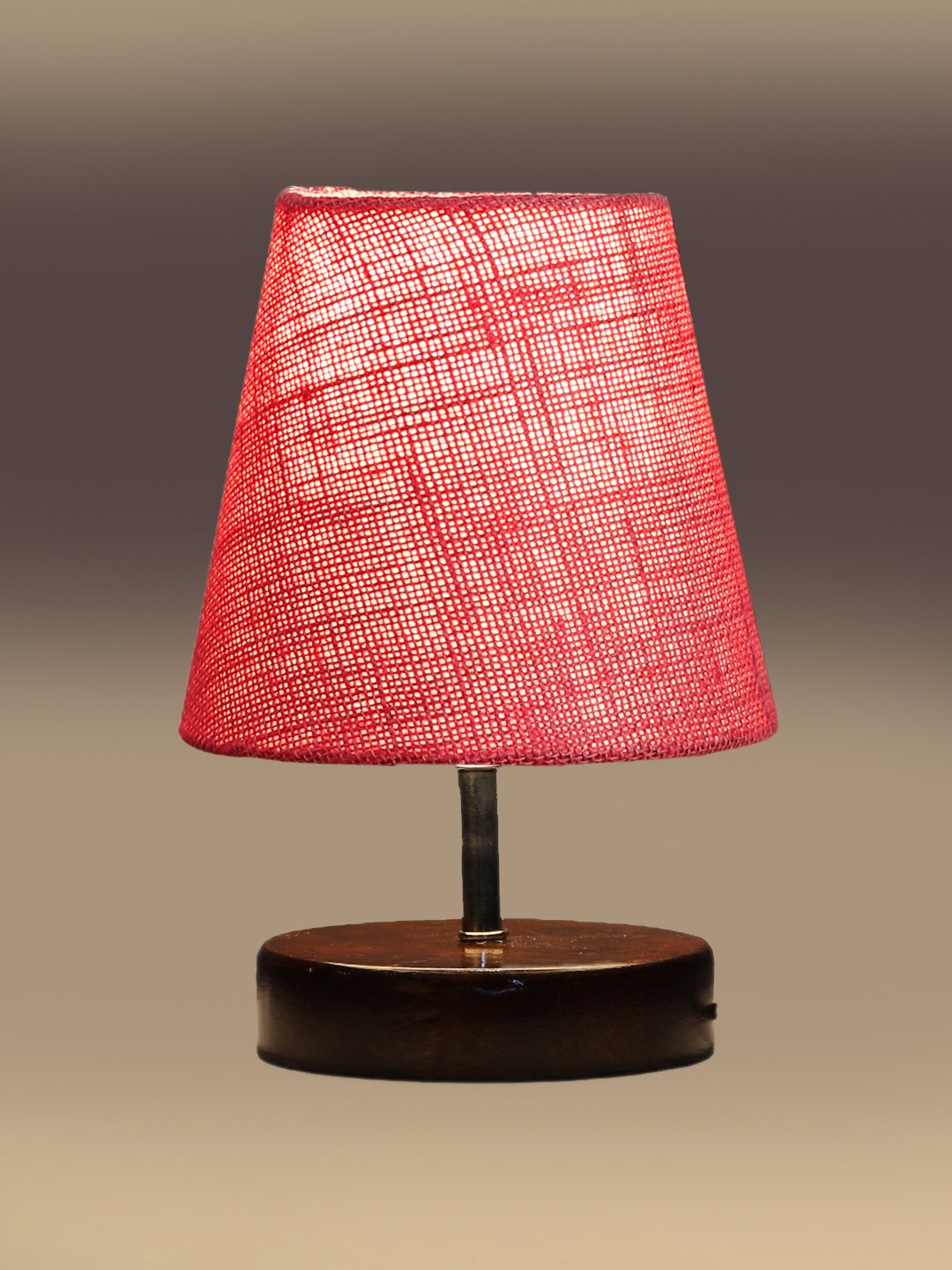 Ambika Home Pink Jute Shade Wooden Table Lamp | Modern Bedside Lamp for Bedroom, Living Room, Hotel, Café & Home Décor