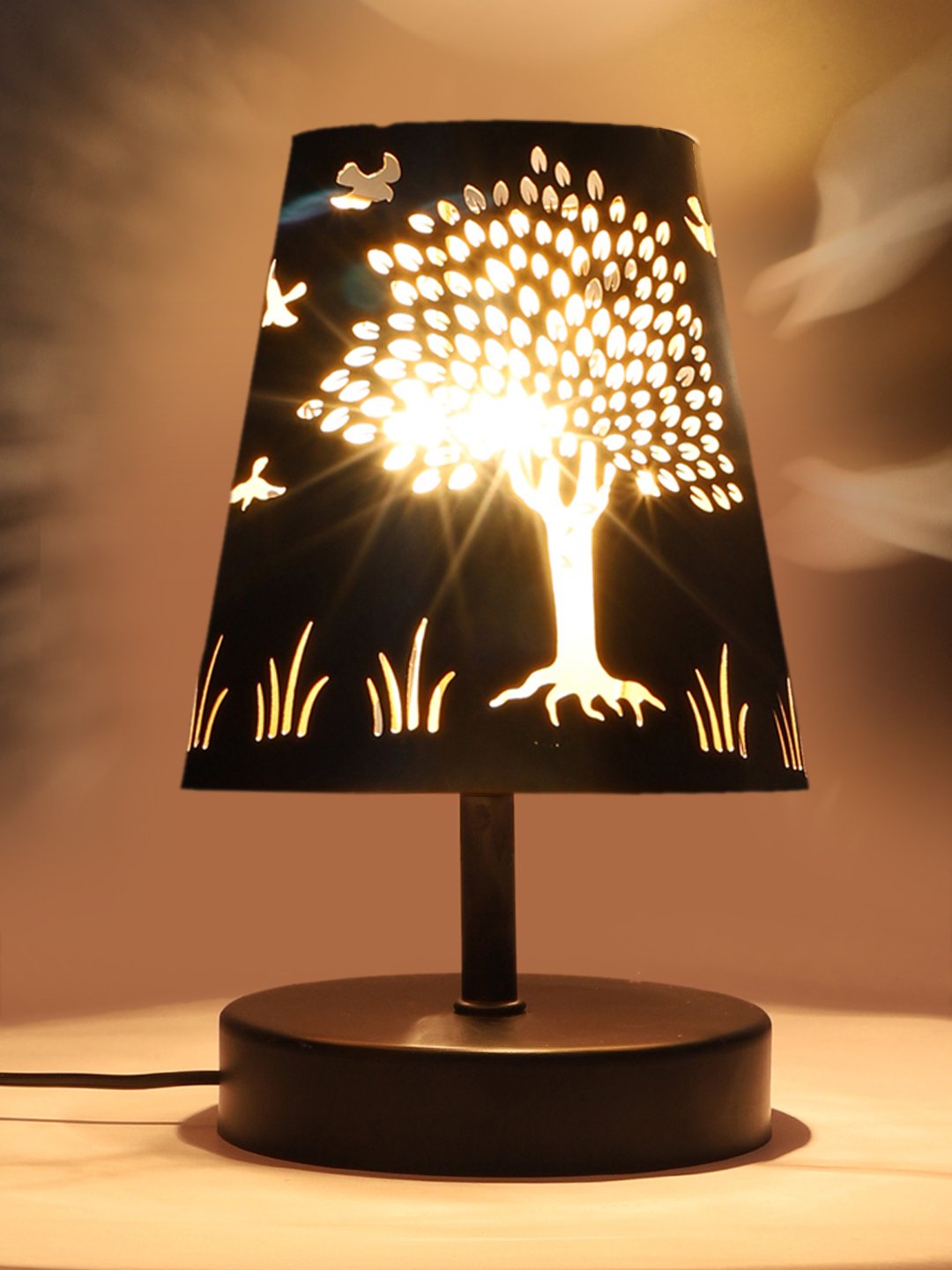 Ambika Home Black Metal Shade Wooden Table Lamp | Modern Bedside Lamp for Bedroom, Living Room, Hotel, Café & Home Décor - Image 7