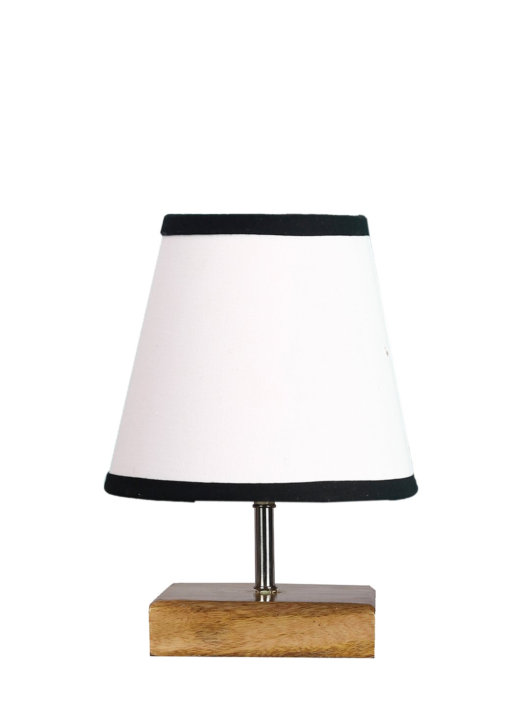 Ambika Home White Cotton Shade Wooden Table Lamp | Modern Bedside Lamp for Bedroom, Living Room, Hotel, Café & Home Décor - Image 6