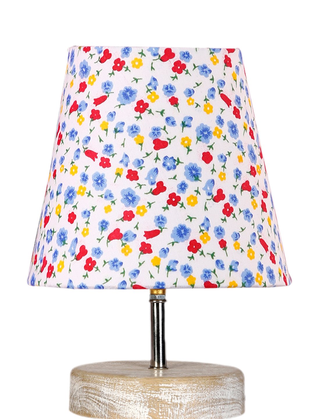 Ambika Home Multicolor Cotton Shade Wooden Table Lamp | Modern Bedside Lamp for Bedroom, Living Room, Hotel, Café & Home Décor - Image 5