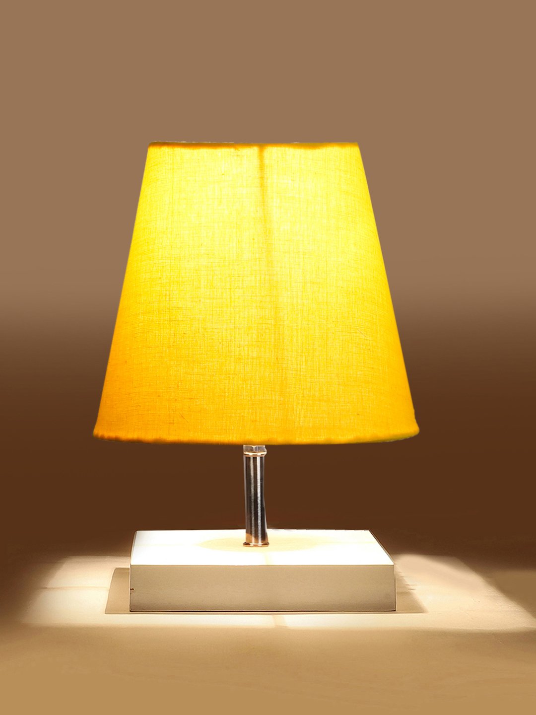 Ambika Home Yellow Cotton Shade Wooden Table Lamp | Modern Bedside Lamp for Bedroom, Living Room, Hotel, Café & Home Décor - Image 8