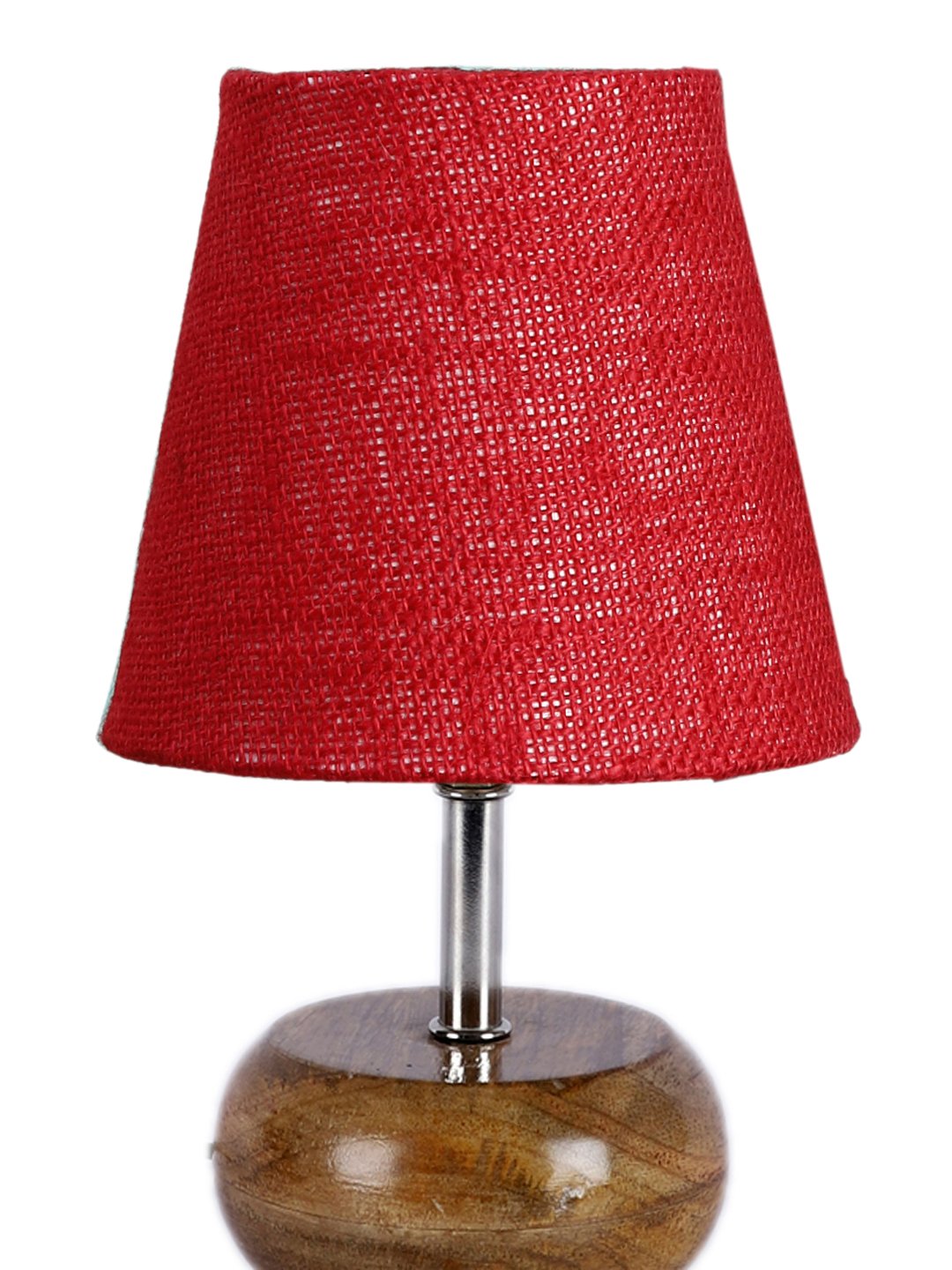Ambika Home Maroon Jute Shade Wooden Table Lamp | Modern Bedside Lamp for Bedroom, Living Room, Hotel, Café & Home Décor - Image 5