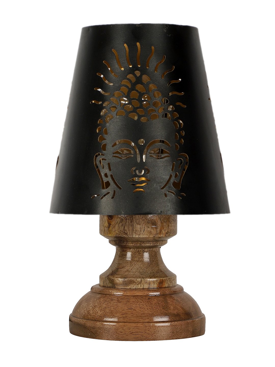 Ambika Home Black Metal Shade Wooden Table Lamp | Modern Bedside Lamp for Bedroom, Living Room, Hotel, Café & Home Décor - Image 4