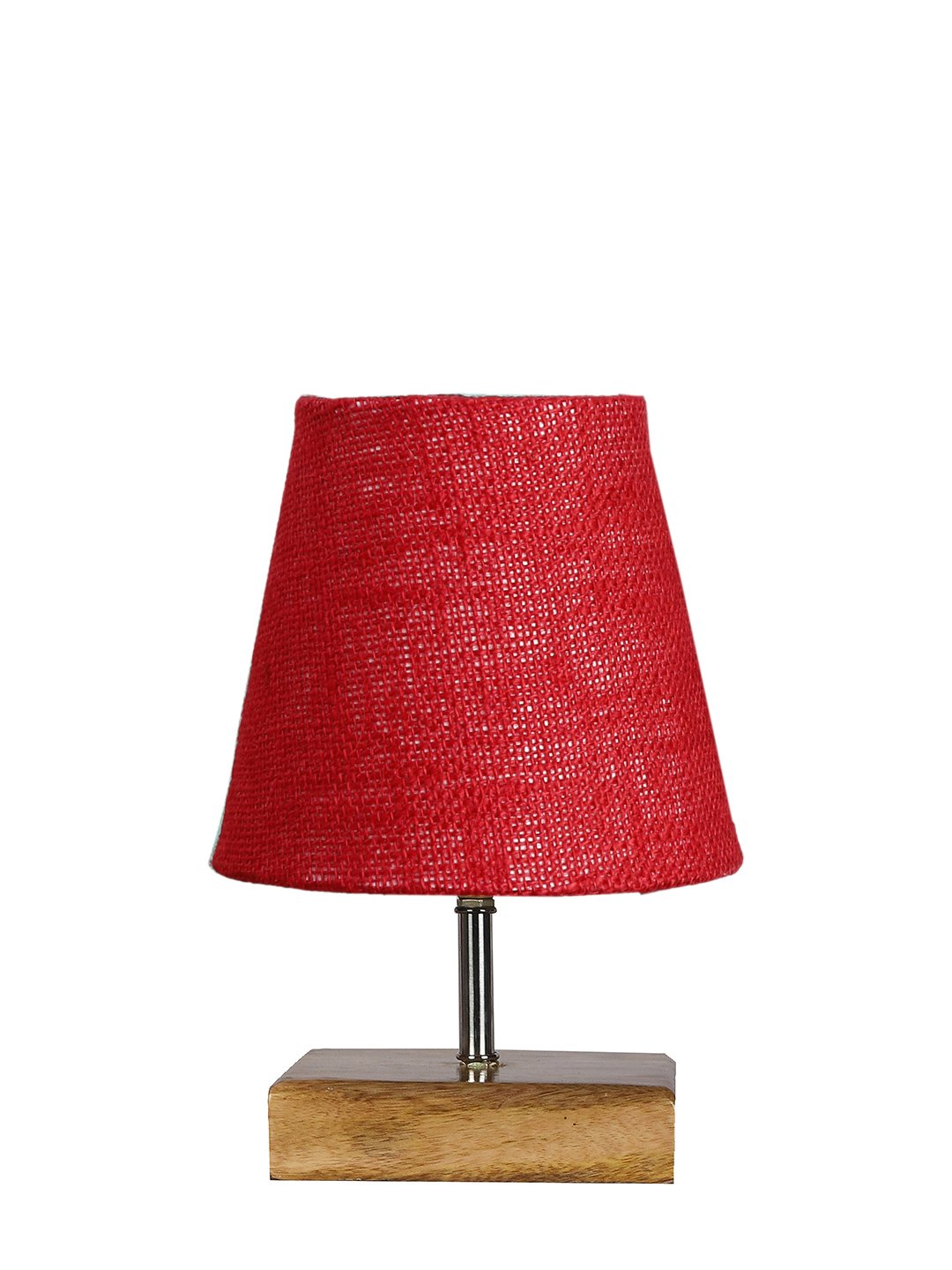 Ambika Home Maroon Jute Shade Wooden Table Lamp | Modern Bedside Lamp for Bedroom, Living Room, Hotel, Café & Home Décor - Image 4