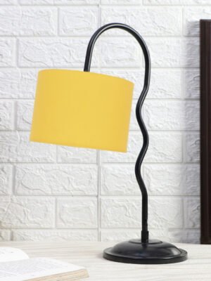 Ambika Home Elegant Yellow Iron Table Lamp with Designer Shade for Hotel | Premium Home Decor Bedside Lamp