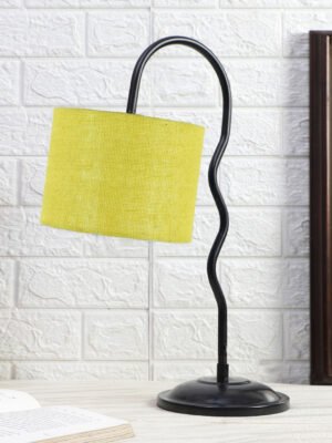 Ambika Home Elegant Yellow Iron Table Lamp with Designer Shade for Living Room | Premium Home Decor Bedside Lamp