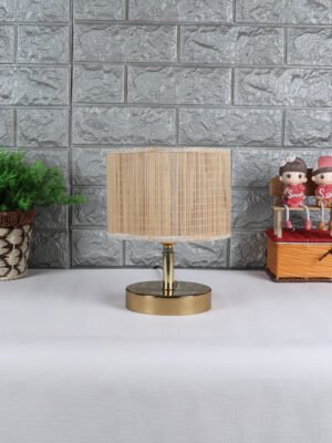 Ambika Home  Beige  Bamboo Table Lamp with Natural  Metal Base | Designer Bedside Lamp for Living Room, Bedroom, Hotel, CafÃ© & Restaurant