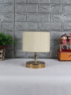 Ambika Home  Off-white  cotton  Table Lamp with Natural  Metal Base | Designer Bedside Lamp for Living Room, Bedroom, Hotel, CafÃ© & Restaurant