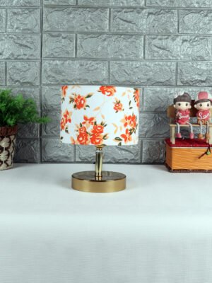 Ambika Home Multicolor cotton Table Lamp with Gold Metal Base | Designer Bedside Lamp for Living Room, Bedroom, Hotel, Café & Restaurant