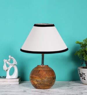 Ambika Home Premium Multi Cotton  Table Lamp with Wooden Base | Designer Bedside Lamp for Living Room, Bedroom, Hotel, CafÃ© & Restaurant