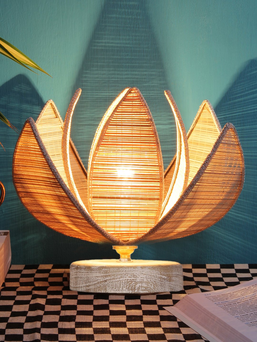 Ambika Home Beige Boho Bamboo White Brushed Decorative Table Lamp | Premium Handmade Home Decor | Bedroom Living Room Bedside Hotel Café | WK61 - Image 2