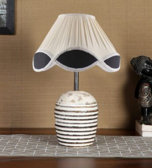 Ambika Home Premium Multi Cotton  Table Lamp with Wooden Base | Designer Bedside Lamp for Living Room, Bedroom, Hotel, CafÃ© & Restaurant