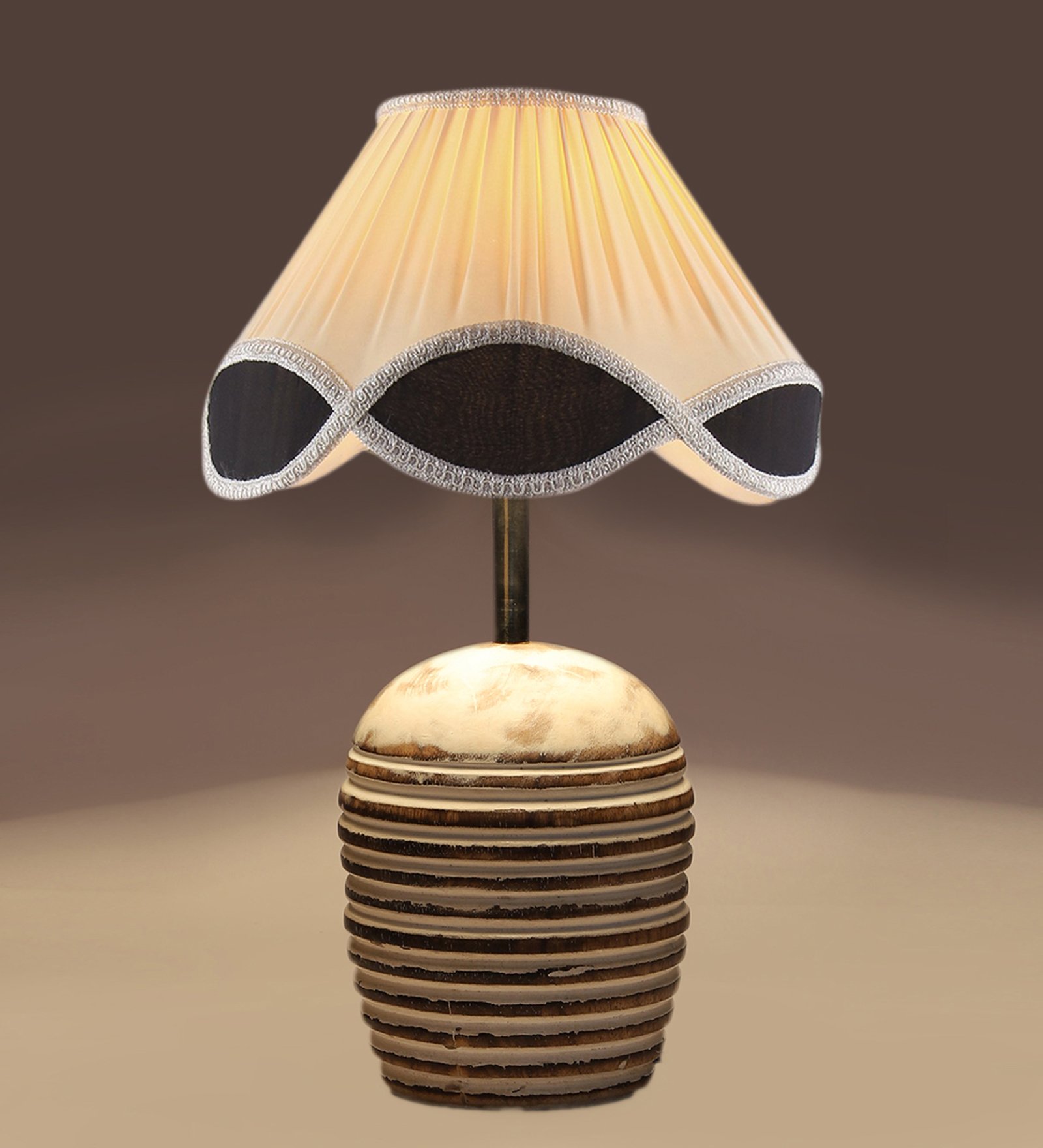 Ambika Home Premium Multi Cotton Table Lamp with Wooden Base | Designer Bedside Lamp for Living Room, Bedroom, Hotel, Café & Restaurant - Image 2