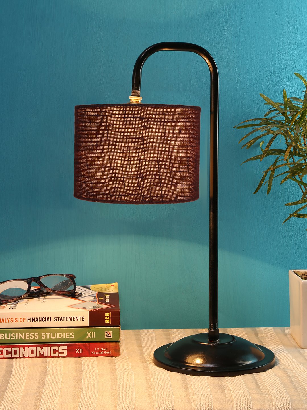 Ambika Home Industrial Brown Iron Table Lamp with Designer Shade for Living Room | Premium Home Decor Bedside Lamp - Image 2
